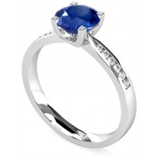 Round Blue Sapphire & Diamond Ring Round Blue Sapphire & Diamond Ring