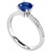 Round Blue Sapphire & Diamond Halo Ring Round Blue Sapphire & Diamond Halo Ring