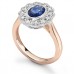 Oval Blue Sapphire & Diamond Halo Ring