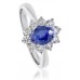 Blue Sapphire & Diamond Cluster Ring
