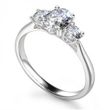 Elegant Oval & Round Diamond Trilogy Ring