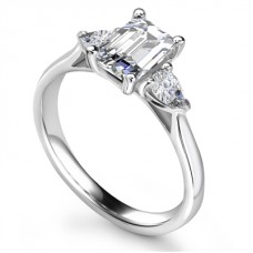 Elegant Emerald & Pear Diamond Trilogy Ring