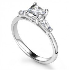 Elegant Princess & Baguette Diamond Trilogy Ring