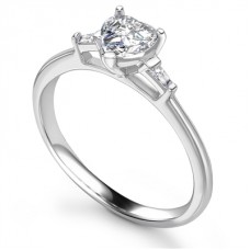 Modern Heart & Tapered Baguette Diamond Trilogy Ring