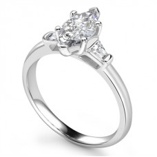 Modern Marquise & Baguette Diamond Trilogy Ring