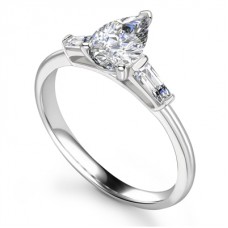 Modern Pear & Baguette Diamond Trilogy Ring