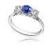 Modern Round Diamond & Blue Sapphire Trilogy Ring