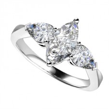 Unique Marquise & Pear Diamond Trilogy Ring