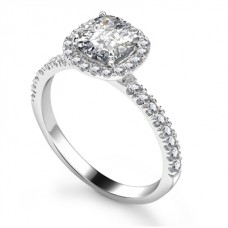 Single Halo Cushion Diamond Ring