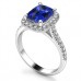 Blue Sapphire & Diamond Single Halo Shoulder Set Ring Blue Sapphire & Diamond Single Halo Shoulder Set Ring