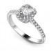 Long Cushion Diamond Halo Shoulder Set Ring