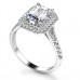 Emerald Diamond Double Halo Shoulder Set Ring