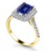 Blue Sapphire & Diamond Double Halo Shoulder Set Ring