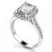 Long Cushion Diamond Halo Shoulder Set Ring