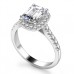Emerald Diamond Single Halo Shoulder Set Ring