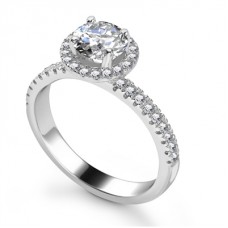 Round Diamond Single Halo Shoulder Set Ring Round Diamond Single Halo Shoulder Set Ring