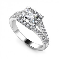 Princess Diamond Single Halo Ring