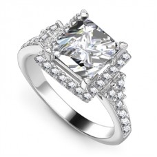 Princess Diamond Single Halo Designer Ring Princess Diamond Single Halo Designer Ring