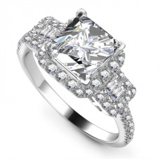 Princess Diamond Halo Designer Shoulder Set Ring
