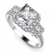 Princess Diamond Halo Designer Shoulder Set Ring