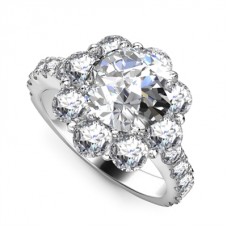Round Diamond Single Halo Shoulder Set Ring