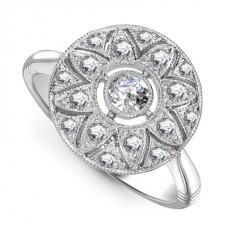 Round Diamond Designer Milgrain Ring