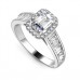 Emerald Diamond Single Halo Shoulder Set Ring