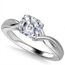 Modern Intertwined Asscher Diamond Engagement Ring