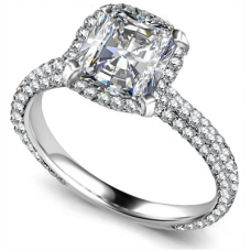 Cushion Diamond Collar Single Halo Engagement Ring Cushion Diamond Collar Single Halo Engagement Ring