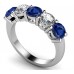 5 Stone Diamond & Blue Sapphire Half Eternity Ring