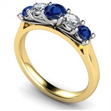 5 Stone Diamond & Blue Sapphire Half Eternity Ring