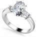 Modern Oval & Baguette Diamond Trilogy Ring