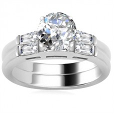 Round Diamond Shoulder Set Ring With Matching Band