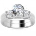 Round Diamond Shoulder Set Ring With Matching Band