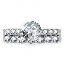 Round Diamond Shoulder Set Ring With Matching Band