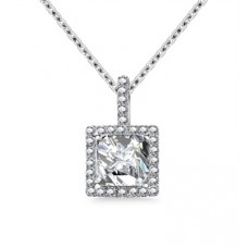 Princess Diamond Single Halo Pendant