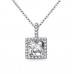 Princess Diamond Single Halo Pendant