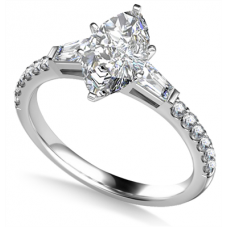 Tapered Baguette Marquise Diamond Ring With Shoulder Diamonds