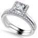 Princess Diamond Halo Ring With Matching Band