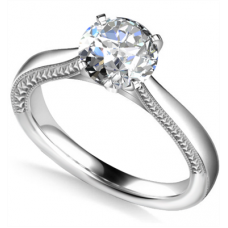 Engraved Cathedral Round Diamond Engagement Ring Engraved Cathedral Round Diamond Engagement Ring