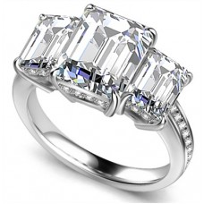 Emerald Diamond Trilogy Engagement Ring