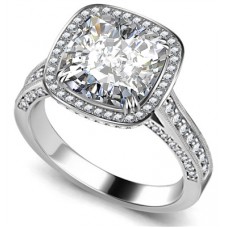 Cushion Diamond Single Halo Ring
