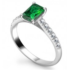 Emerald Diamond Shoulder Set Ring Emerald Diamond Shoulder Set Ring