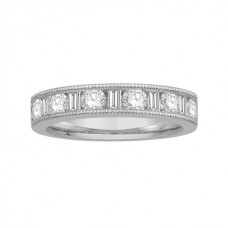 1.00ct Milgrain Round & Baguette Diamond Eternity Ring