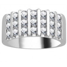9mm Triple Row Round Diamond Mens Ring