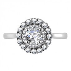 Double Halo Round Diamond Engagement Ring