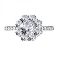 Flower Halo Round Diamond Shoulder Set Ring