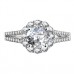 Flower Halo Round Diamond Split Shoulder Set Ring