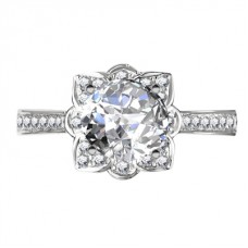Floral Style Round Diamond Shoulder Set Ring