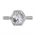 Hexagon Round Diamond Single Halo Shoulder Set Ring